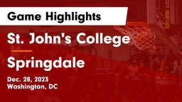 St. John's College  vs Springdale  Game Highlights - Dec. 28, 2023