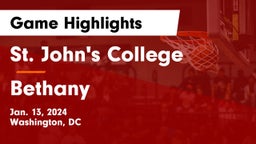 St. John's College  vs Bethany  Game Highlights - Jan. 13, 2024