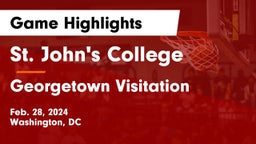 St. John's College  vs Georgetown Visitation Game Highlights - Feb. 28, 2024