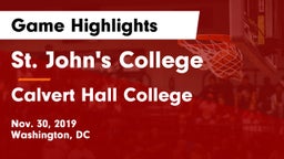 St. John's College  vs Calvert Hall College  Game Highlights - Nov. 30, 2019