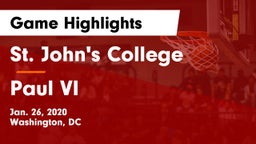 St. John's College  vs Paul VI  Game Highlights - Jan. 26, 2020