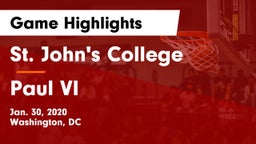 St. John's College  vs Paul VI  Game Highlights - Jan. 30, 2020