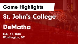 St. John's College  vs DeMatha  Game Highlights - Feb. 11, 2020
