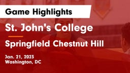 St. John's College  vs Springfield Chestnut Hill Game Highlights - Jan. 21, 2023