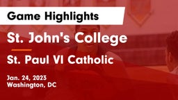 St. John's College  vs St. Paul VI Catholic  Game Highlights - Jan. 24, 2023