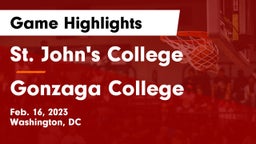 St. John's College  vs Gonzaga College  Game Highlights - Feb. 16, 2023