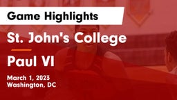 St. John's College  vs Paul VI Game Highlights - March 1, 2023