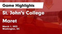 St. John's College  vs Maret  Game Highlights - March 1, 2023