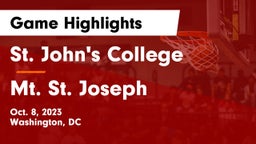 St. John's College  vs Mt. St. Joseph Game Highlights - Oct. 8, 2023