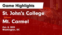 St. John's College  vs Mt. Carmel Game Highlights - Oct. 8, 2023