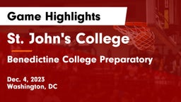 St. John's College  vs Benedictine College Preparatory Game Highlights - Dec. 4, 2023