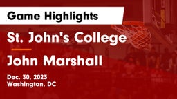 St. John's College  vs John Marshall Game Highlights - Dec. 30, 2023