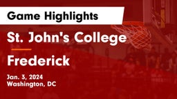 St. John's College  vs Frederick  Game Highlights - Jan. 3, 2024