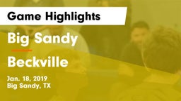 Big Sandy  vs Beckville  Game Highlights - Jan. 18, 2019