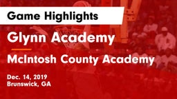 Glynn Academy  vs McIntosh County Academy  Game Highlights - Dec. 14, 2019