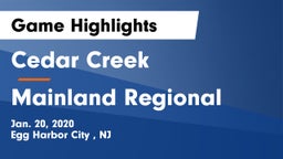 Cedar Creek  vs Mainland Regional  Game Highlights - Jan. 20, 2020
