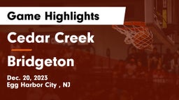 Cedar Creek  vs Bridgeton  Game Highlights - Dec. 20, 2023