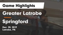 Greater Latrobe  vs Springford Game Highlights - Dec. 20, 2019