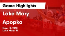 Lake Mary  vs Apopka Game Highlights - Nov. 13, 2018