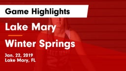 Lake Mary  vs Winter Springs  Game Highlights - Jan. 22, 2019