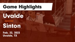 Uvalde  vs Sinton  Game Highlights - Feb. 22, 2023