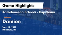 Kamehameha Schools - Kapalama vs Damien  Game Highlights - Jan. 11, 2022