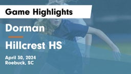 Dorman  vs Hillcrest HS Game Highlights - April 30, 2024