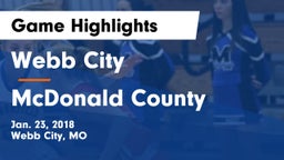 Webb City  vs McDonald County  Game Highlights - Jan. 23, 2018