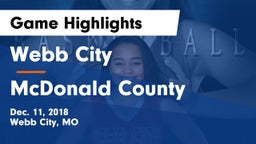 Webb City  vs McDonald County  Game Highlights - Dec. 11, 2018