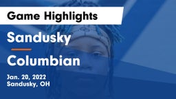Sandusky  vs Columbian  Game Highlights - Jan. 20, 2022