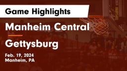 Manheim Central  vs Gettysburg Game Highlights - Feb. 19, 2024