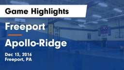 Freeport  vs Apollo-Ridge  Game Highlights - Dec 13, 2016