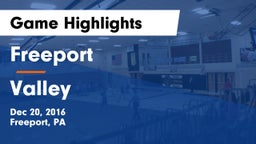 Freeport  vs Valley  Game Highlights - Dec 20, 2016