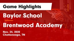 Baylor School vs Brentwood Academy  Game Highlights - Nov. 24, 2020
