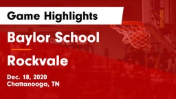 Baylor School vs Rockvale  Game Highlights - Dec. 18, 2020