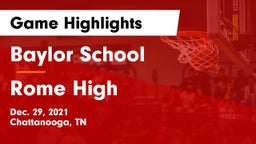 Baylor School vs Rome High Game Highlights - Dec. 29, 2021