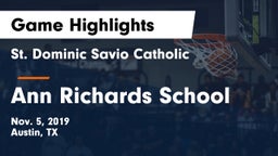 St. Dominic Savio Catholic  vs Ann Richards School Game Highlights - Nov. 5, 2019