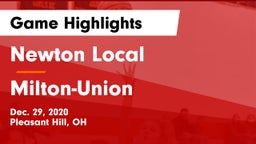 Newton Local  vs Milton-Union  Game Highlights - Dec. 29, 2020