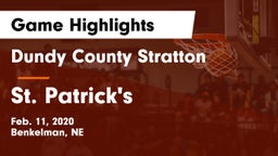 Dundy County Stratton  vs St. Patrick's Game Highlights - Feb. 11, 2020