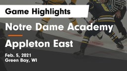 Notre Dame Academy vs Appleton East  Game Highlights - Feb. 5, 2021