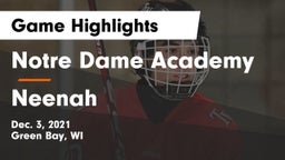 Notre Dame Academy vs Neenah  Game Highlights - Dec. 3, 2021