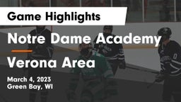 Notre Dame Academy vs Verona Area  Game Highlights - March 4, 2023