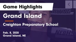 Grand Island  vs Creighton Preparatory School Game Highlights - Feb. 8, 2020