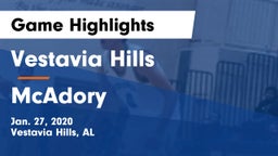 Vestavia Hills  vs McAdory  Game Highlights - Jan. 27, 2020