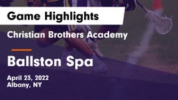 Christian Brothers Academy  vs Ballston Spa  Game Highlights - April 23, 2022