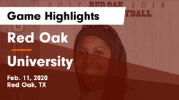 Red Oak  vs University  Game Highlights - Feb. 11, 2020