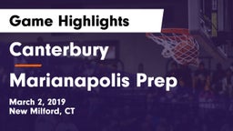 Canterbury  vs Marianapolis Prep Game Highlights - March 2, 2019