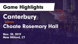 Canterbury  vs Choate Rosemary Hall  Game Highlights - Nov. 20, 2019