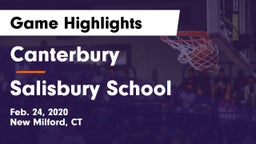 Canterbury  vs Salisbury School Game Highlights - Feb. 24, 2020