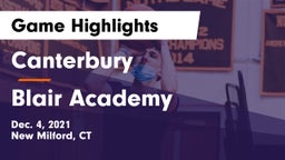 Canterbury  vs Blair Academy Game Highlights - Dec. 4, 2021